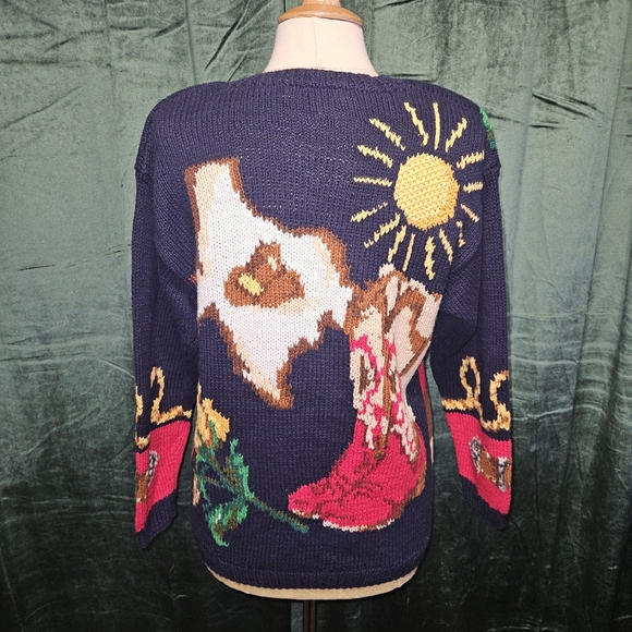 Vintage Eagles Eye Texas Hand Knit Sweater - Picture 2 of 3